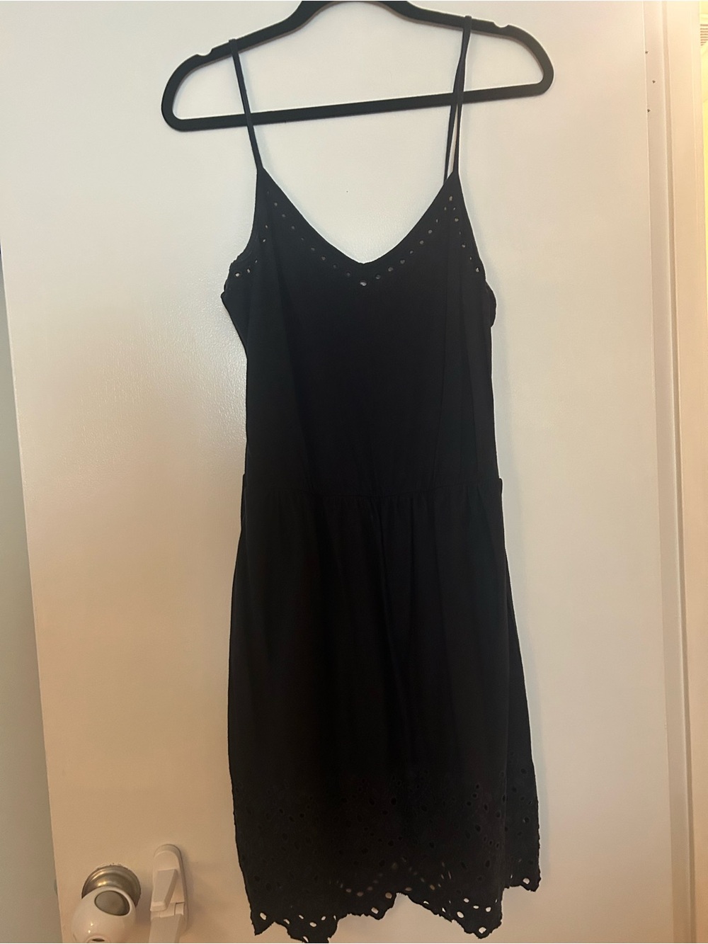 Women’s navy Spaghetti Strap Eyelet Hem Dress